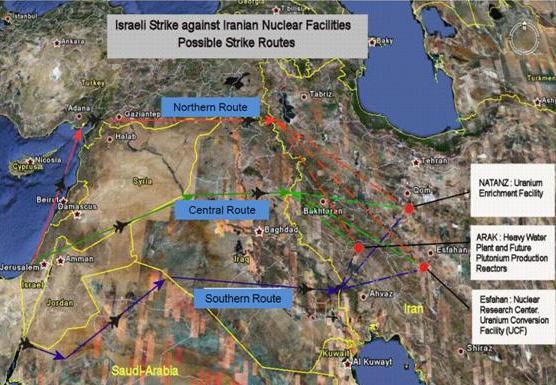 以色列打击伊朗核设施的可能路线
